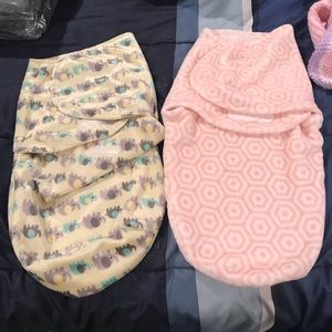 Two Plush Velcro Swaddles